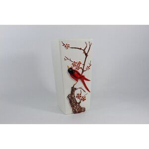 Vintage Haeger USA Bird Vase Relief Pottery Ceramic 10 Inch Mid Century